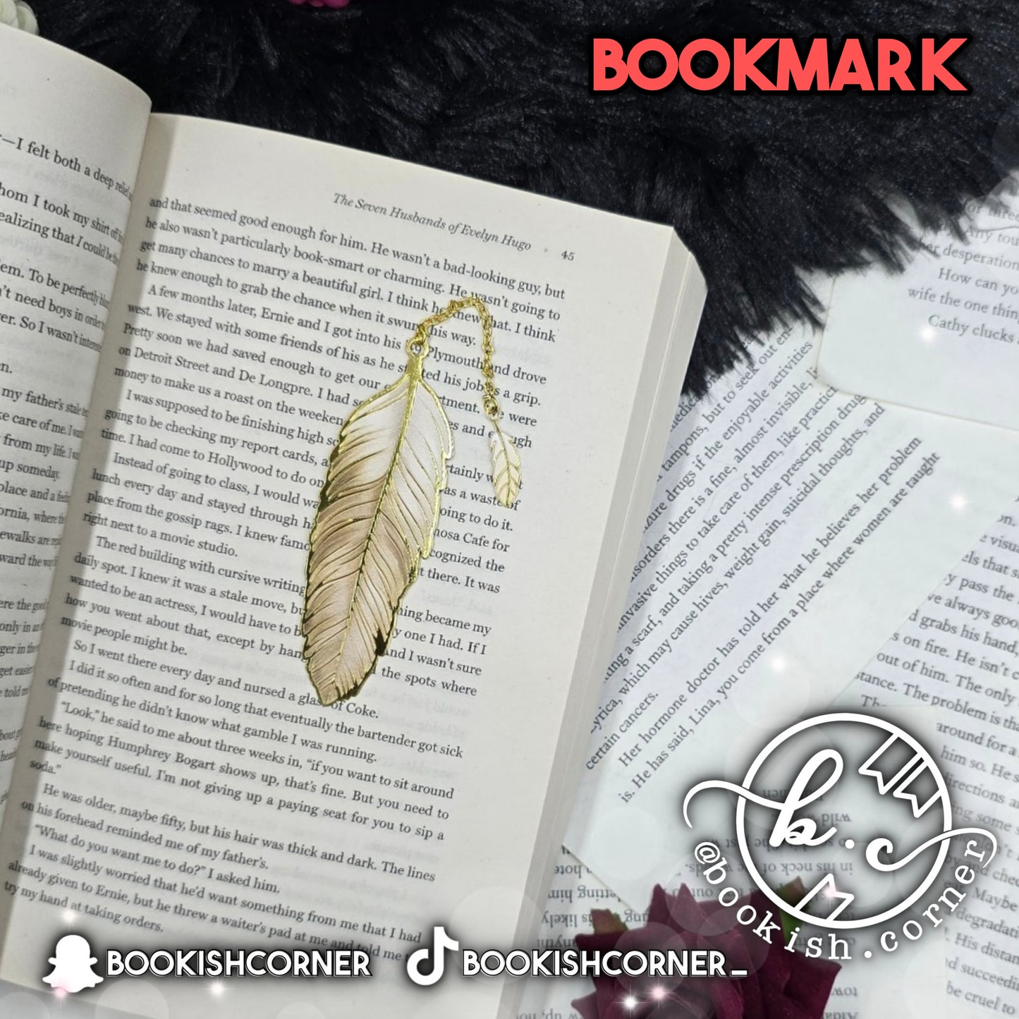 Feather Bookmark- Beige