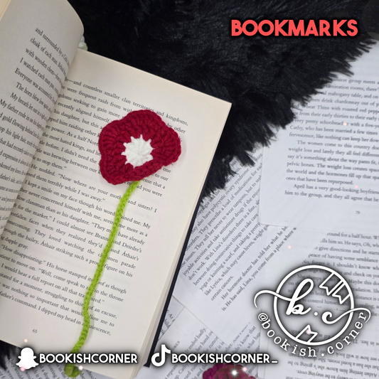 Crocheted Flower Bookmark - Poppy