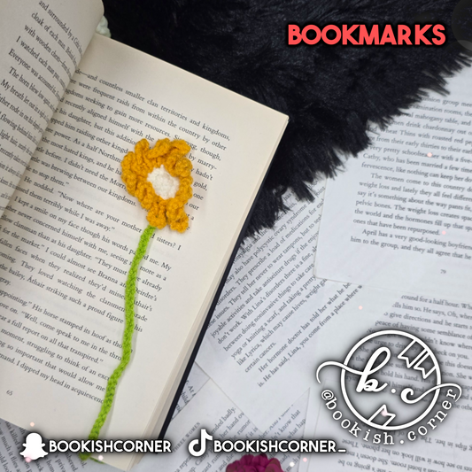 Crocheted Flower Bookmark - Orange
