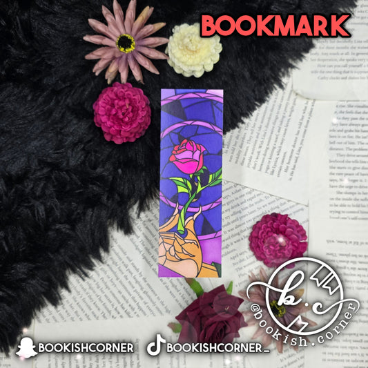 Beauty and The Beast Single Rose Bookmark