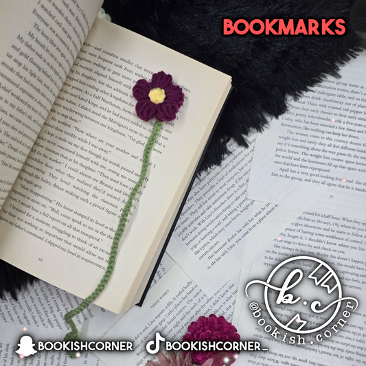 Crocheted Flower Bookmark - Purple