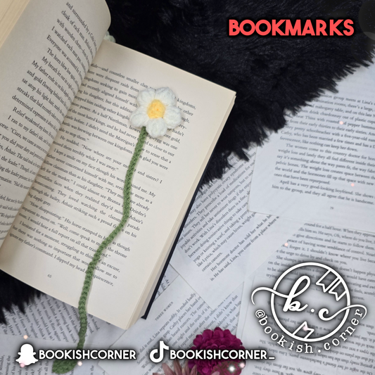 Crocheted Flower Bookmark - White