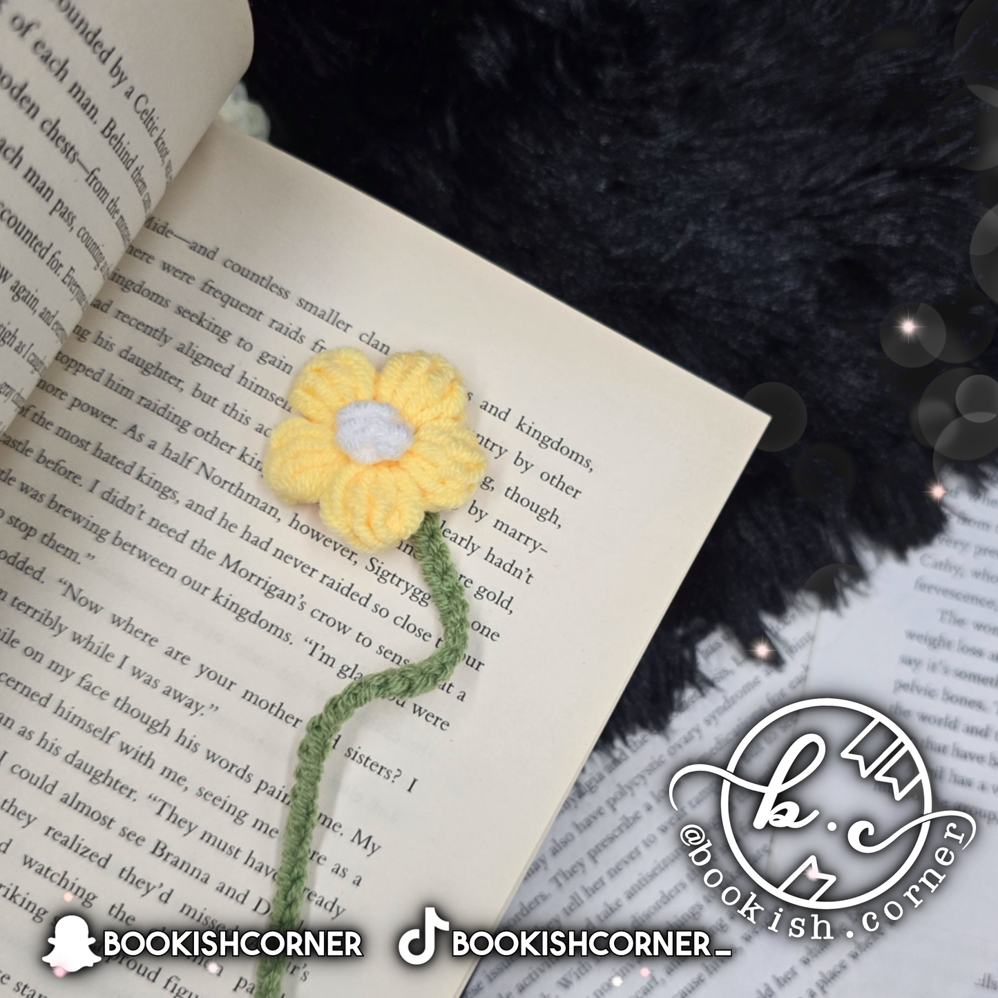 Crocheted Flower Bookmark - Yellow