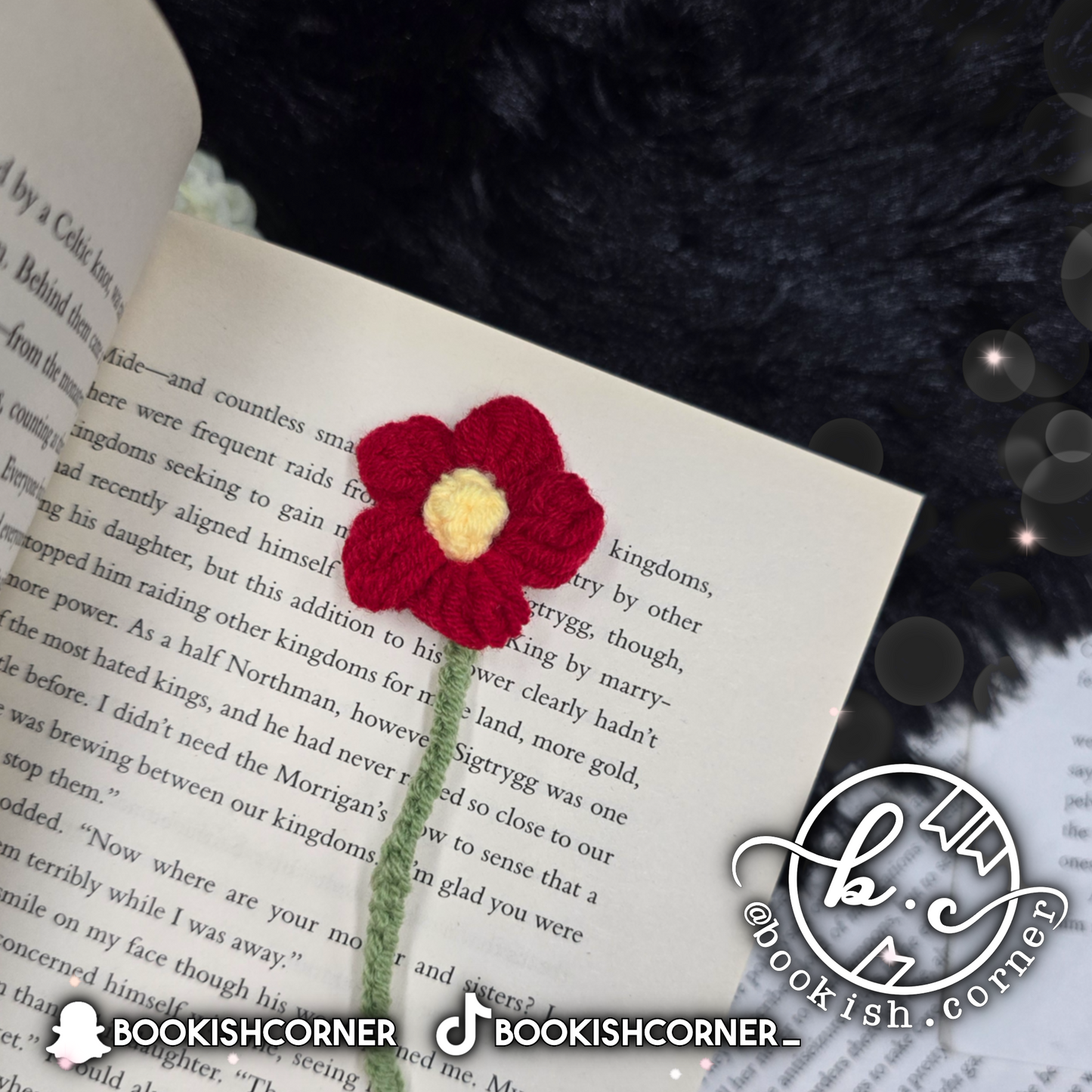 Crocheted Flower Bookmark - Red