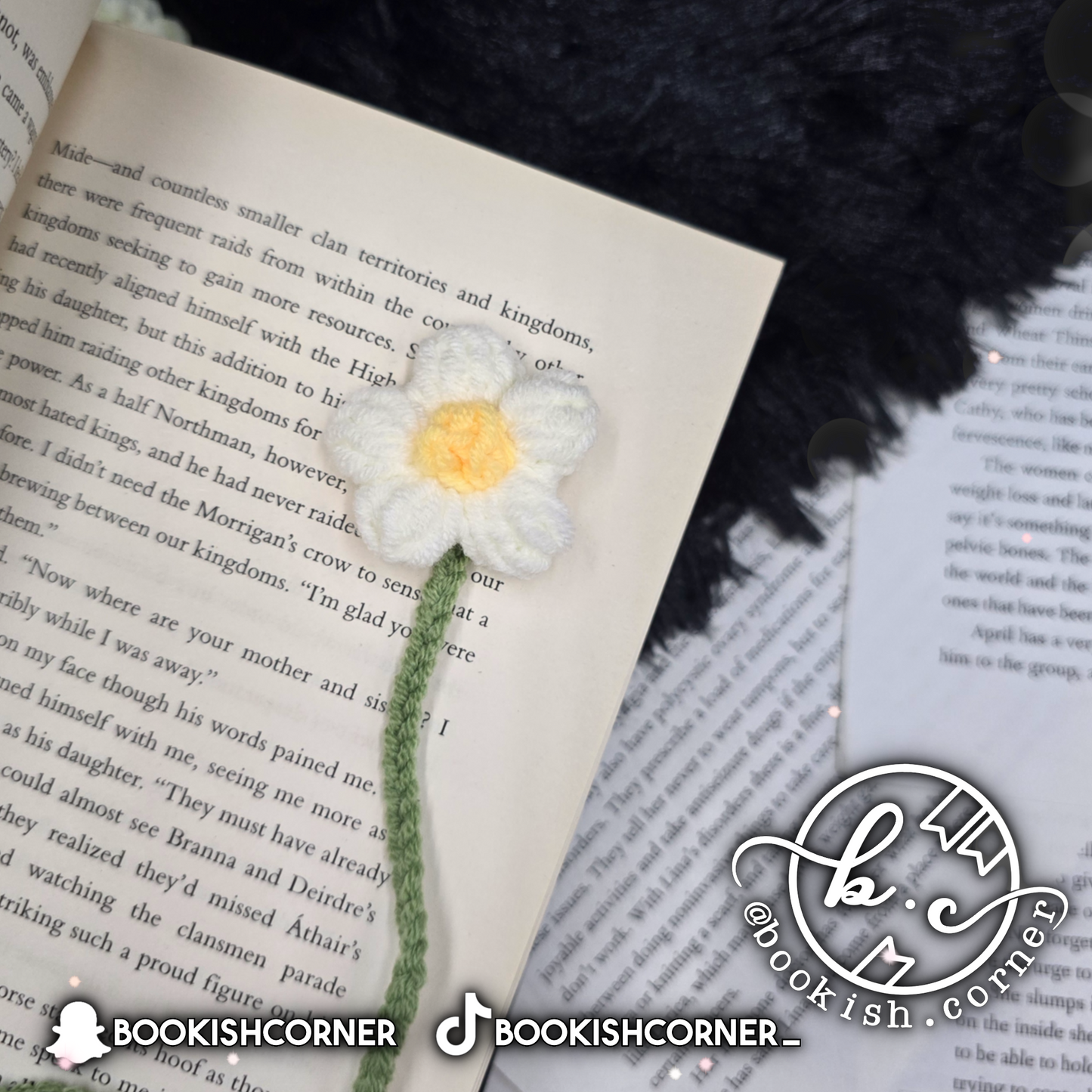 Crocheted Flower Bookmark - White