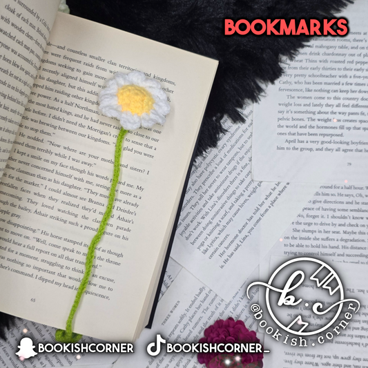 Crocheted Flower Bookmark - Daisy