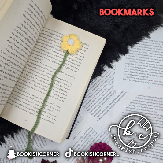 Crocheted Flower Bookmark - Yellow