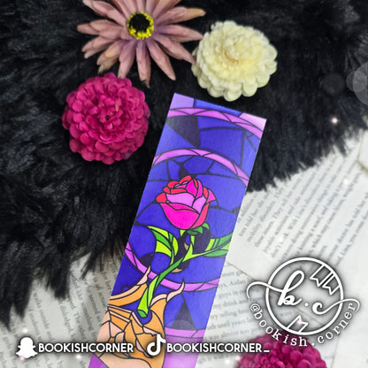 Beauty and The Beast Single Rose Bookmark