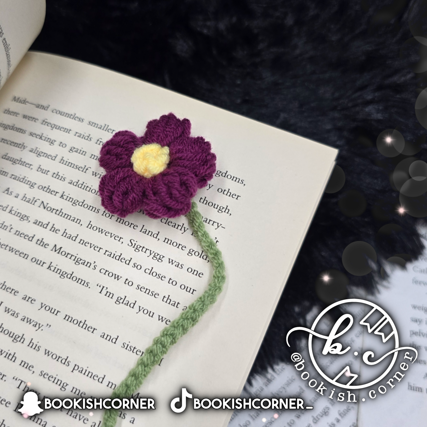 Crocheted Flower Bookmark - Purple