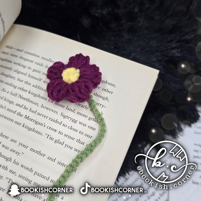Crocheted Flower Bookmark - Purple